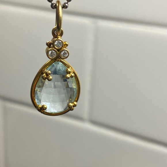 Temple St Clair Aquamarine Gold &  Diamond Pendant - Picture 12 of 15